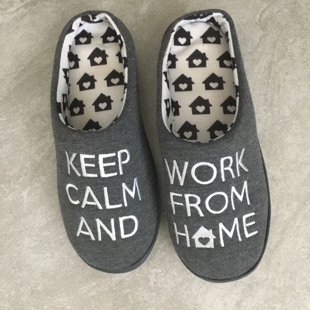 Cute STAY CALM AND WORK FROM HOME 🌸Slippers